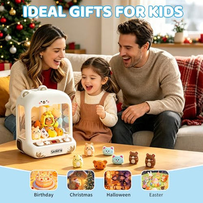 Skirfy Mini Claws Machines for Kids,Vending Machines Toys for Boys Girls 6 7 8 9 Year Old,Arcades Games Toys Bear with LED Light & Adjustable Sound,Birthday Party for 6-12 Year Old Boys Girls - color: White