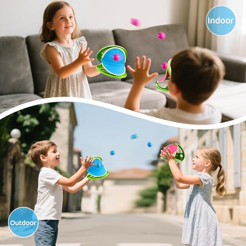 Toss and Catch Ball Game Set, Outdoor Toys for 3 4 5 6 7 8 9 Year Old Kids Family, Pop Pass Catch Balls Backyard Game for Beach Park Camping Pool, Catch Ball Toys Game Birthday Gifts for Boys Girls