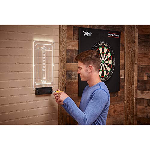 Viper Illumiscore Plus+ See-Through Illuminated Back-Lit Dry Erase Dart Scoreboard, Large (19.50" L x 10.00" W), Black