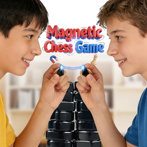 Magnetic Chess Game with String & Stones, Magnet Game for Family, Party, Travel & Camping, Puzzle Strategy Games, Great Gift for Kids & Adults -20PCS Magnetic Stones with Travel Bag