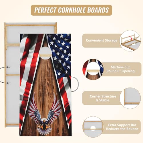 Cornhole Board Set,Corn Hole Games for Adults Outdoor,2X4FT Solid Wood Regulation Cornhole Boards with 8 Cornhole Beans Bags & Carry Case - style: Flying Eagle