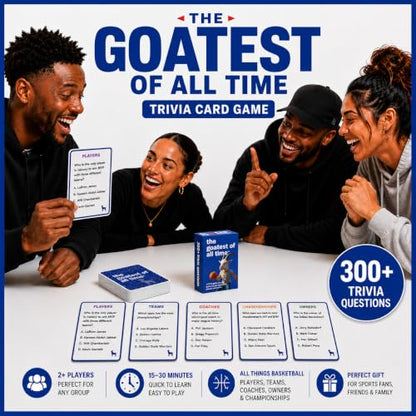 The Goatest of All Time – Basketball Trivia Game! 300 Trivia Questions on the Greatest pro Basketball Players, Teams and Coaches of All time. Perfect for Hoops Lovers and Game Nights.