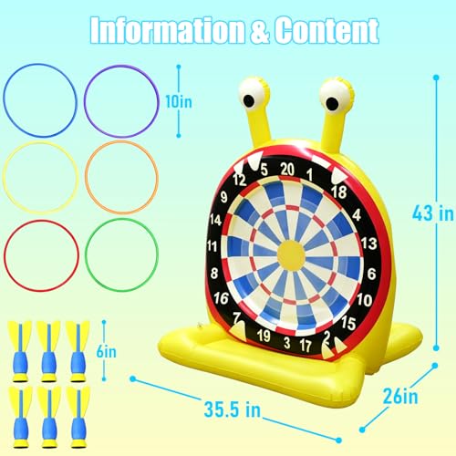 Inflatable Monster Dart Board Pool Games, Pool Floats Water Game for Beach Yard, 2-in-1 Pool Toys with Throwing & Ring-toss Games, Summer Water Toys for Kids, Teens & Adults - size: 33.5"