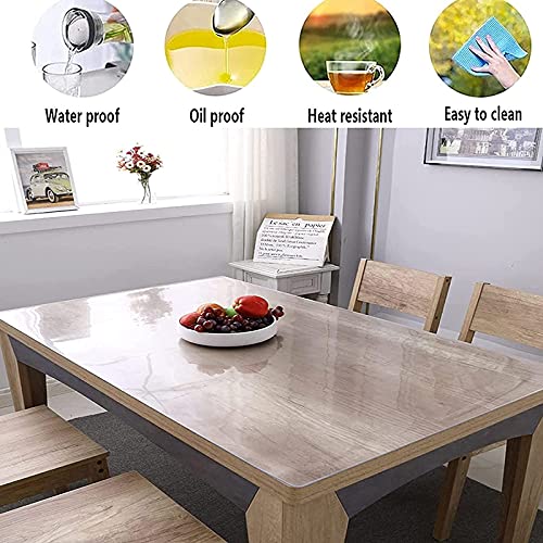 Clear PVC Table Cover - Waterproof, Oilproof, Easy to Clean Wipeable Protector for Kitchen, Dining, Coffee Tables - 2mm Thick, 100x110cm Size, Durable and Stylish