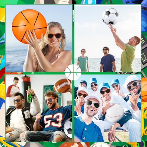48 Pcs Inflatable Sports Beach Balls wtih Glasses for Party Favors Variety Pack Basketball, Baseball, Football, Soccer Beach Balls Sports Themed Summer Pool Birthday Decorations - style: Sports