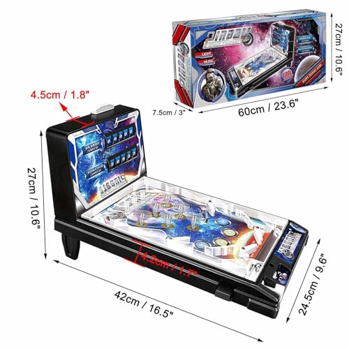 PHATM Electronic Arcade Pinball Machine Classic Pinball Game Machine Preschooler Mini Pinball Toys Tabletop Marble Game Machine with Scorer Lights Sounds