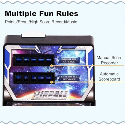 Electronic Pinball Ball Shooting Game, Retro Arcade Machine with Lights Sounds and Scorer, Classic Pinball Toy, Puzzle Pinball Game for Kids, Pinball Gifts
