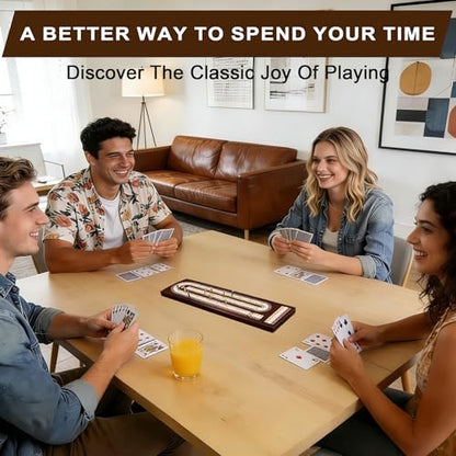 Cribbage Board Game Set, Premium Wooden Board with Magnetic Lock and Built-in Storage, Deck of Cards & 9 Metal Pegs, Fun 2–3 Player Travel Game for Adults and Family - size: Foldable