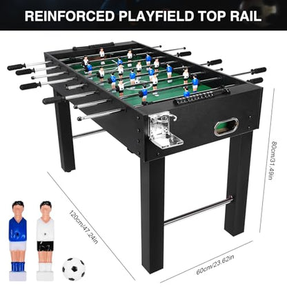 Large Foosball Table 47Inch Full Size Soccer Game Table for Adults Multifunction Heavy Duty Soccer Gaming Desk Football Arcade for Friends and Family Playing