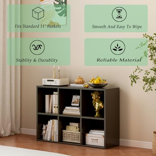 OSCHF 6-Cube Storage Shelf Bookcase, Black - color: Black, size: 6-Cube