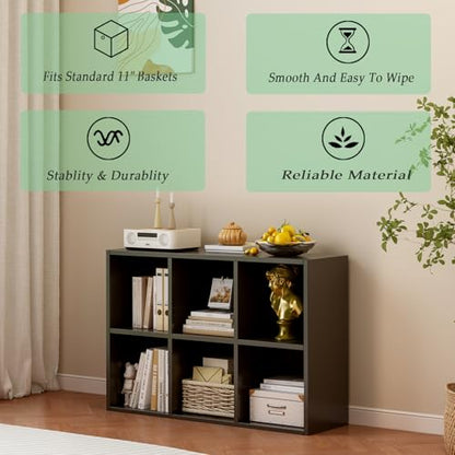OSCHF 6-Cube Storage Shelf Bookcase, Black - color: Black, size: 6-Cube