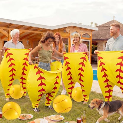Shappy Granny Pants Yard Game, 2 Pcs 31.5 x 39.5 Inches Big Softball Granny Pants with 8 8 Inch Bouncy Balls 2 Pump Giant Softball Outdoor Game for Family Reunion Team Building Picnic Field Day - style: Softball