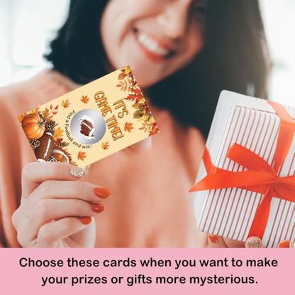 50 Pcs It's Game Time Autumn Football Themed Scratch Off Game Cards, Football Scratch Card for Baby Shower, Birthday Party, Lottery Activity Group Games, Gifts for Football Lovers - color: Warm Yellow
