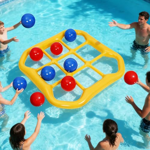Jumbo Pool Tic Tac Toe Game Floating Outdoor 10 Balls Inflatable Tic Tac Toe Pool Game Adults and Family for Kids Ages Toys