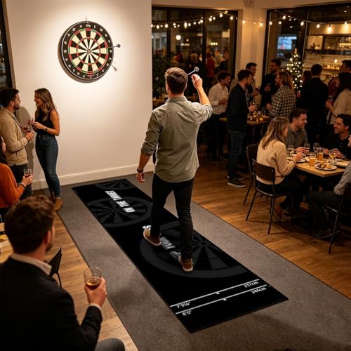 Dart Mat with Throwing Line | 300 x 34 cm with Rubber Throwing Line, Rubber Dart Floor Protector - for Home Office Rest Room Club Game Room - color: Mat 4