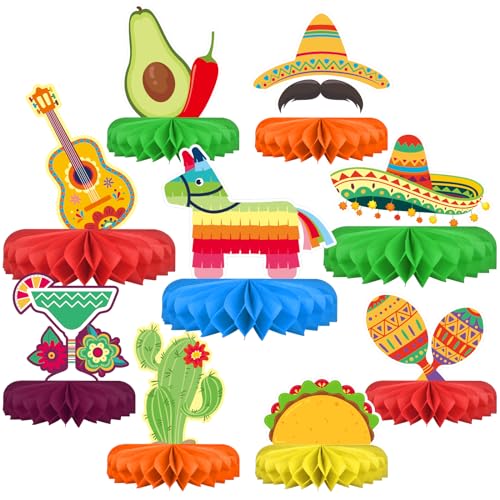 Fiesta Party Decorations - Authentic Mexican Themed Honeycomb Centerpiece for Cinco De Mayo, Taco Parties, Birthdays & Day of the Dead Celebrations - style: Fiesta