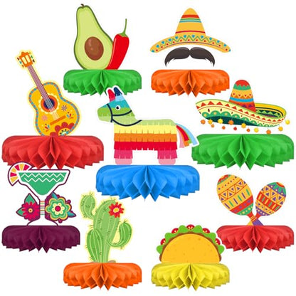 Fiesta Party Decorations - Authentic Mexican Themed Honeycomb Centerpiece for Cinco De Mayo, Taco Parties, Birthdays & Day of the Dead Celebrations - style: Fiesta