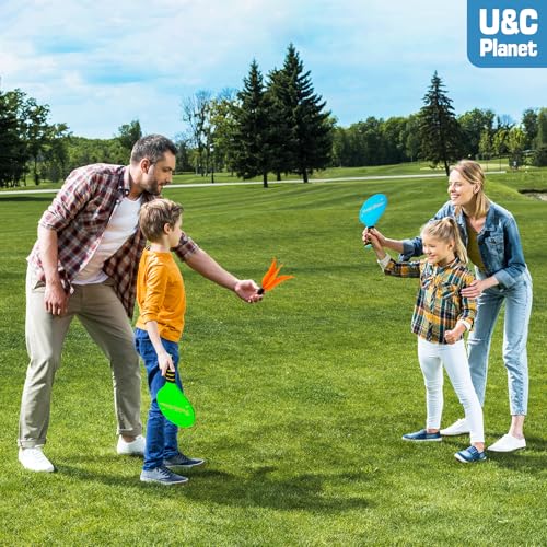 Beach Paddle Ball Set, Badminton Rackets, Family Outdoor Paddle Game Set for Kids and Adults, Backyard & Beach Game Park Camping Yard for Boys Girls Ages 3+, Beach Necessities Must Have - color: Green (Age:3+)
