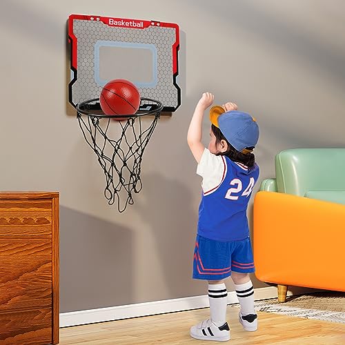 Indoor Basketball Hoop with 2 Balls & Complete Accessories, Over The Door & Mini Hoop for Kids & Adults