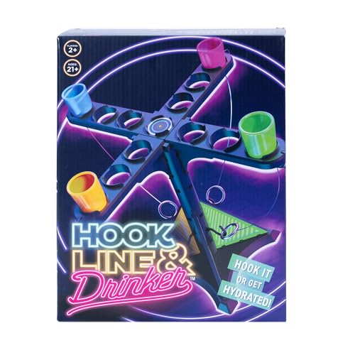 Endless Games Ring Toss Game for Adults – Tabletop Hook and Ring Game for Game Night, Tailgates, Parties and More! | 13" Tower with Plastic Mini Cups | 2+ Players