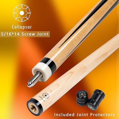Collapsar CA Pool Stick with 1X1 Hard Case,58" Maple Professional Billiard Cue Stick,19-21 oz Pool Cue Set - color: CA003+Joint Protector+Hard Case, size: 19 ounce