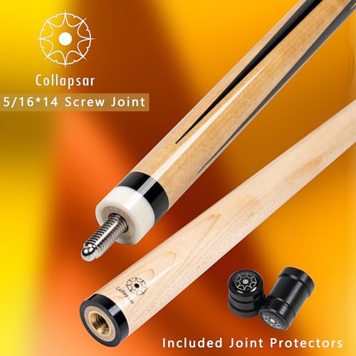 Collapsar CA Pool Stick with 1X1 Hard Case,58" Maple Professional Billiard Cue Stick,19-21 oz Pool Cue Set - color: CA003+Joint Protector+Hard Case, size: 19 ounce