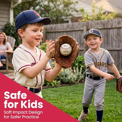 GPS Athletics Soft Practice Baseballs for Kids – Low Impact Safety Training Baseballs for Youth Baseball Practice & Indoor Training, Durable Soft Baseballs with Raised Seams, 6 Pack