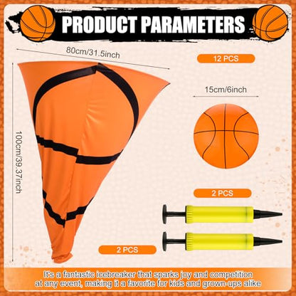 Jenaai Granny Pants Game Set Funny Outdoor Yard Games for Adults Giant Pants Toss Game with 12 Bouncy Balls 2 Pumps Backyard Lawn Party Games for Family Reunion BBQ Birthday - style: Basketball