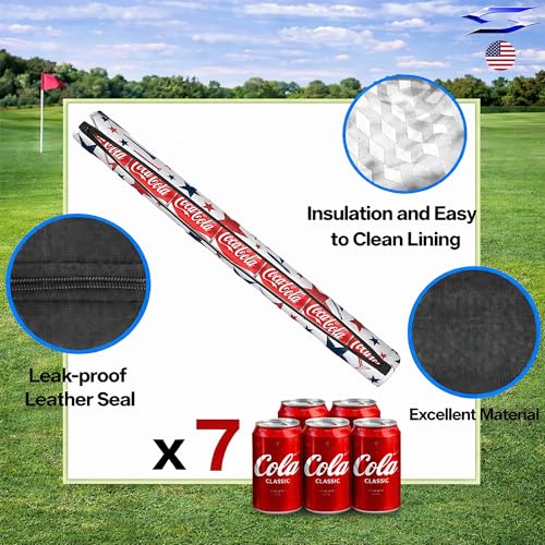 Polar Caddy Insulated Golf Bag Cooler Sleeve – Discreet 7 Can Beverage Chiller Full Length Zipper Adjustable Shoulder Strap Hidden Golf Cooler Bag Fits Most Cart Standard Bags - color: RWB Golf Tees