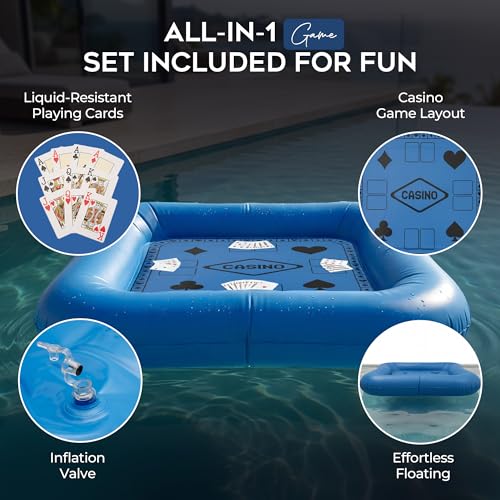 Inflatable Floating Game Table for Pool – Waterproof with Playing Cards