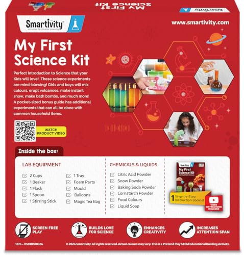 Smartivity My First Science Experiment Kit for Kids Ages 6, 7, 8, 9, 10, 11, 12 Years | 50+ Experiments I Christmas, Birthday Gift I Science Projects for Boys & Girls, STEM Toys for 6 to 12 Years - style: Science Kit