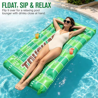 Football Pool Float & Inflatable Beer Pong Table - 6ft Heavy Duty Reversible Pool Floats for Adults, Complete Game Set for Party, Lake & Tailgate, Includes Balls, Cups, Pump, Stakes & Bag - color: Football