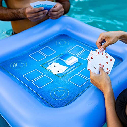 Poolcandy Floating Game Table with Waterproof Playing Cards – 28” Inflatable Pool Card Table, Puncture-Resistant Vinyl, Self-Floating Poker Game Set