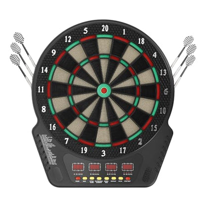 27 Game Modes Digital Electronic Dart Board, Ton Machine Electronic Dart Board with 11.6" LED Display, 243 Variants Soft Tip Dartboard for 16 Players, Voice Scoring, Soft Tip Darts