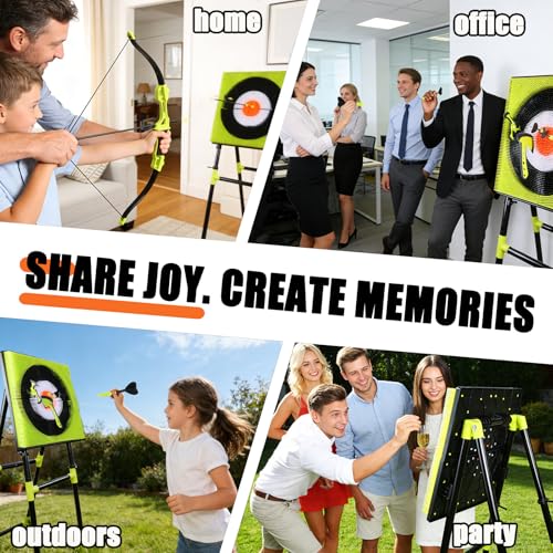 4-in-1 Axe Throwing Game for Backyard, Axe Throw & Lawn Dart Target Sets, Yard Games for Team Battles with 3 Axes, 3 Stars, 6 Darts & 5 Arrows Indoor/Outdoor Games Competition-Ready Set