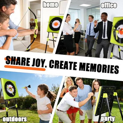 4-in-1 Axe Throwing Game for Backyard, Axe Throw & Lawn Dart Target Sets, Yard Games for Team Battles with 3 Axes, 3 Stars, 6 Darts & 5 Arrows Indoor/Outdoor Games Competition-Ready Set