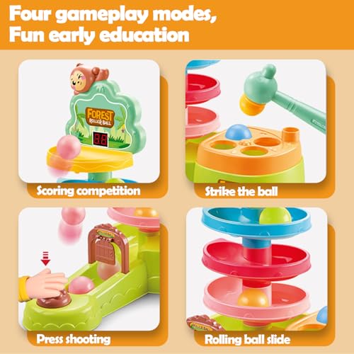 Children's Pitching Toys, Hammer Hitting Competitive Counting Mode Track Sliding Toys for Toddlers Kids Aged 1-5