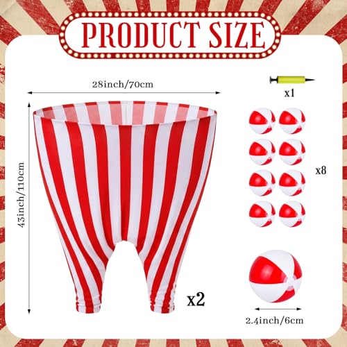 11 Pcs Granny Pants Yard Game Giant Carnival Games Set with Red and White Bouncy Balls & Air Pumps Funny Outdoor Indoor Lawn Party Games for Adults Family Backyard Festival Activities