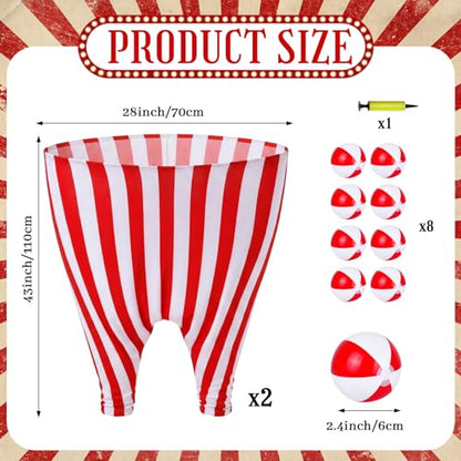 11 Pcs Granny Pants Yard Game Giant Carnival Games Set with Red and White Bouncy Balls & Air Pumps Funny Outdoor Indoor Lawn Party Games for Adults Family Backyard Festival Activities