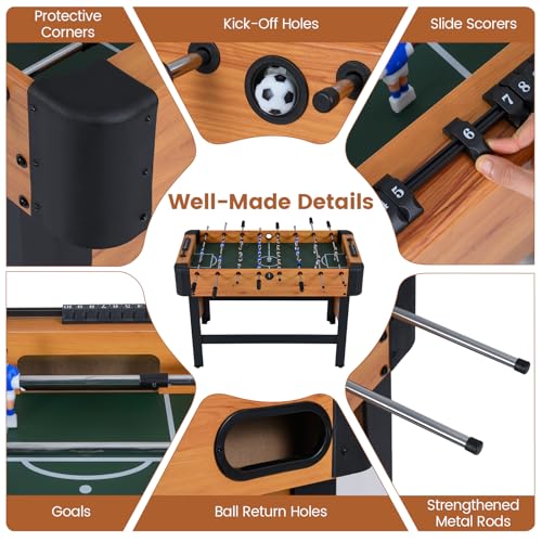 Goplus Foosball Table, 47" Competition Full Size Soccer Game Table with 22 Players, 2 Balls, Home Arcade Football Table Set for Adults, Family Nights, Game Rooms, Parties - color: Natural