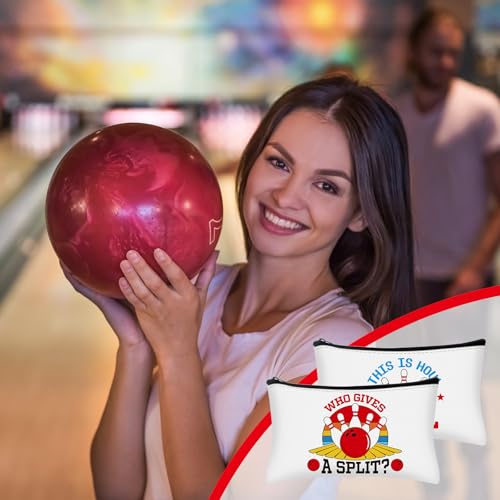 6 Pcs Bowling Makeup Bag Cosmetic Bag Bowling Lover Gifts Sport Ball Accessories Zipper Pouch Sport Party Favors for Women Coach Travel Player (Classic) - style: Classic