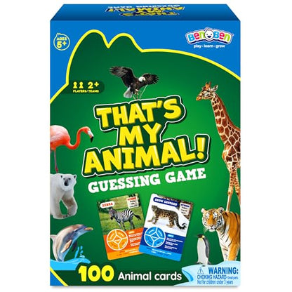 BenBen Guess the Animal in 10 Clues Card Games for Kids & Family, 100 Cards, Animal Trivia Game for Travel, Classroom, Camping, Party, Car, Airplane, Road Trip Activities for Boys Girls Ages 5+