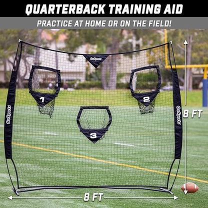 GoSports Football Throwing Net - 8 x 8 ft or 6 x 6 ft Nets - Choose Black or Red - color: 8 x 8 ft Black