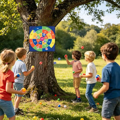Trampoline Dart Board Game - Sticky Ball Target Toy Set | Trampoline Sticky Ball Game | Throwing Dartboard | Sports Fun Party Toys for Kids Adults Backyard Indoor Outdoor Party Neighborhood