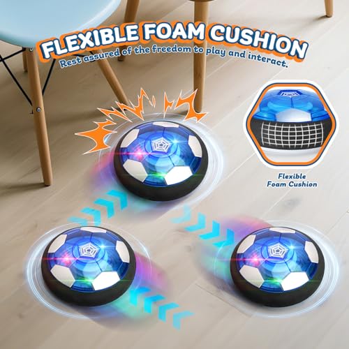 Nazano 3-in-1 Hover Soccer Ball, Kids Toddler Hockey Set with LED Lights,Indoor Outdoor Toys for Kids, Soccer Gift for Boys 6-8 8-12, Birthday,Kids, Boys Girls Age 6, 7, 8, 9, 10, 11, 12 - size: 3-IN-1 HOCKEY SOCCER BALL SET