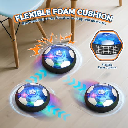 Nazano 3-in-1 Hover Soccer Ball, Kids Toddler Hockey Set with LED Lights,Indoor Outdoor Toys for Kids, Soccer Gift for Boys 6-8 8-12, Birthday,Kids, Boys Girls Age 6, 7, 8, 9, 10, 11, 12 - size: 3-IN-1 HOCKEY SOCCER BALL SET