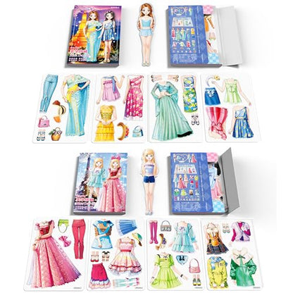 Magnetic Dress Up Paper Doll,Magnet Princess Dress Up Dolls for Girls Ages 4-7 Kids,Travel Activities Road Trip Car Ride Interactive Learning Created Imagine Set Birthday Gift - color: B Set