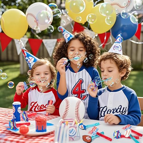 Winrayk Baseball Party Favors, 24Pcs Baseball Themed Mini Bubble Wands for Kids Bubbles Bulk with Detachable Topper (6 Styles), Birthday Gift Classroom Prizes Girl Boys Sports Goody Bag Stuffer Supply - style: Baseball