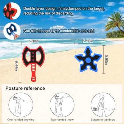 Throwing Axes Set for Axe Throwing Game Backyard, Safety Throw Plastic Axes Stars, Indoor Outdoor Hatchet Throwing Game Replacement Accessories Parts for Adults and All Ages - style: 8 Axes + 8 Stars