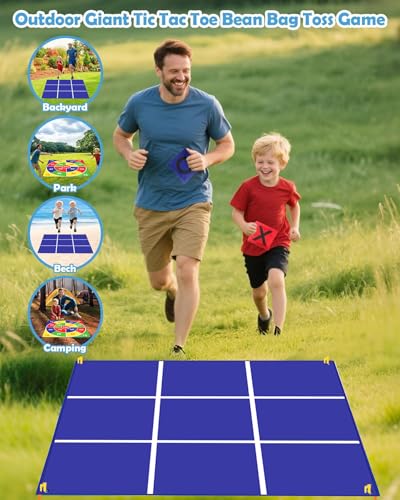 Outdoor Giant Tic Tac Toe Yard Games Double-Sided with Bean Bag Toss Mat, 26" Dart Board with Sticky Balls, Soft Plastic Cones Ring Toss Game for Kids Adults Family Indoor Outside Carnival Lawn Games - size: TG-8